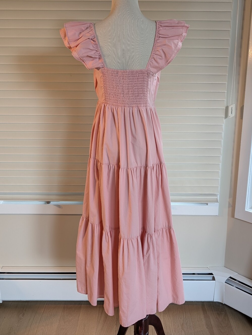 Abercrombie & Fitch Pink Ruffle Sleeve Poplin MidaxiDress Sz M - Picture 3 of 10